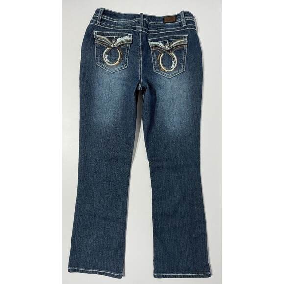 Earl Boot Cut Mid Rise Rhinestone Pockets Dark Wash Jeans Women’s Size 6P (J5) - Picture 7 of 11